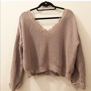 Gray shark bite sweater